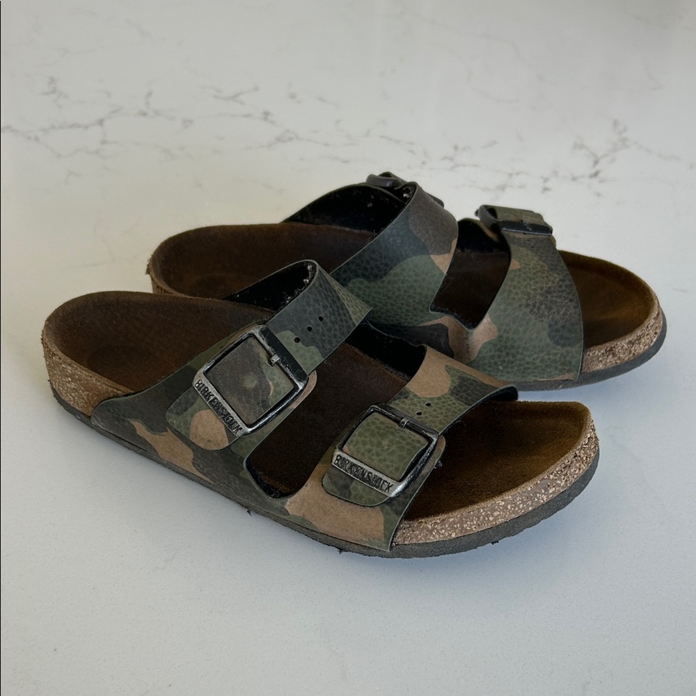 Birkenstock Kids Green Camouflage Sandals